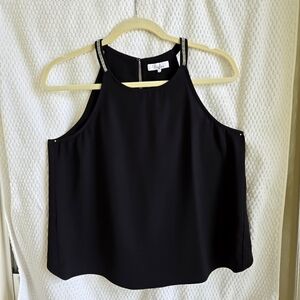 Parker Black Halter Top Cross Back EUC